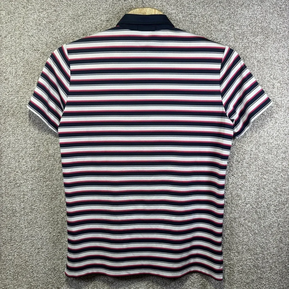 RLX Ralph Lauren Polo Shirt Mens Large Blue Stripe Erin Hills Golf Performance